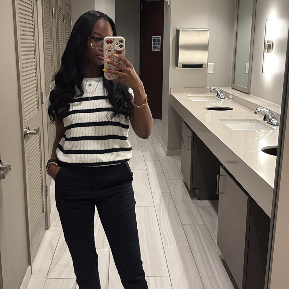 Striped Black and White Sleeveless Top